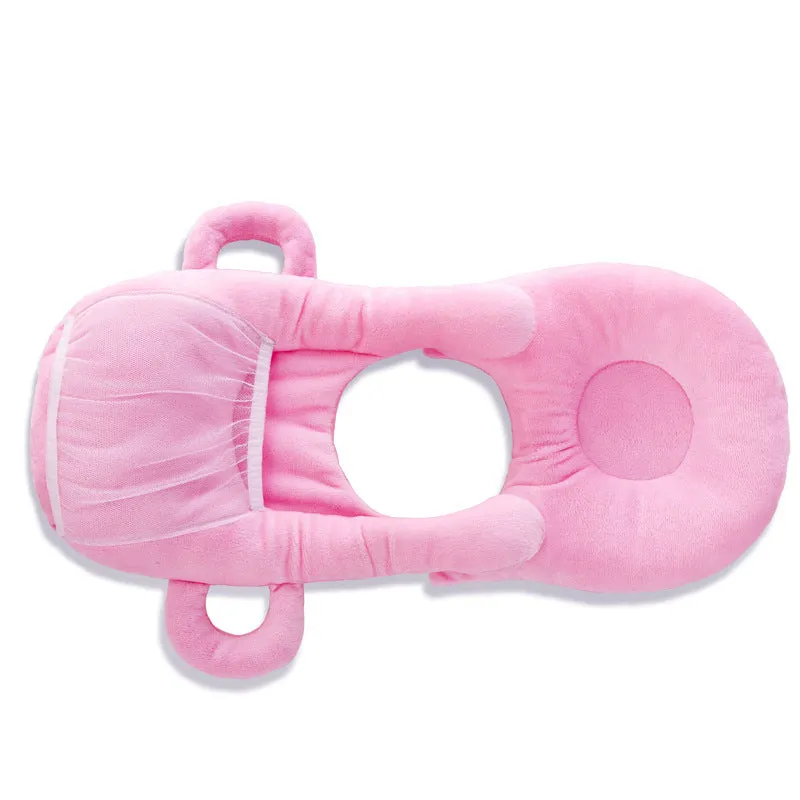 Super soft short plush baby feeding pillow measuring 30cm by 42cm in pink colour