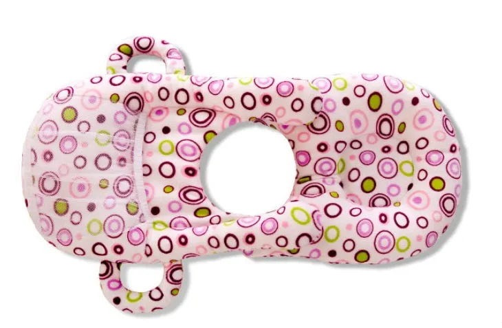 Super soft short plush baby feeding pillow measuring 30cm by 42cm in pink colour