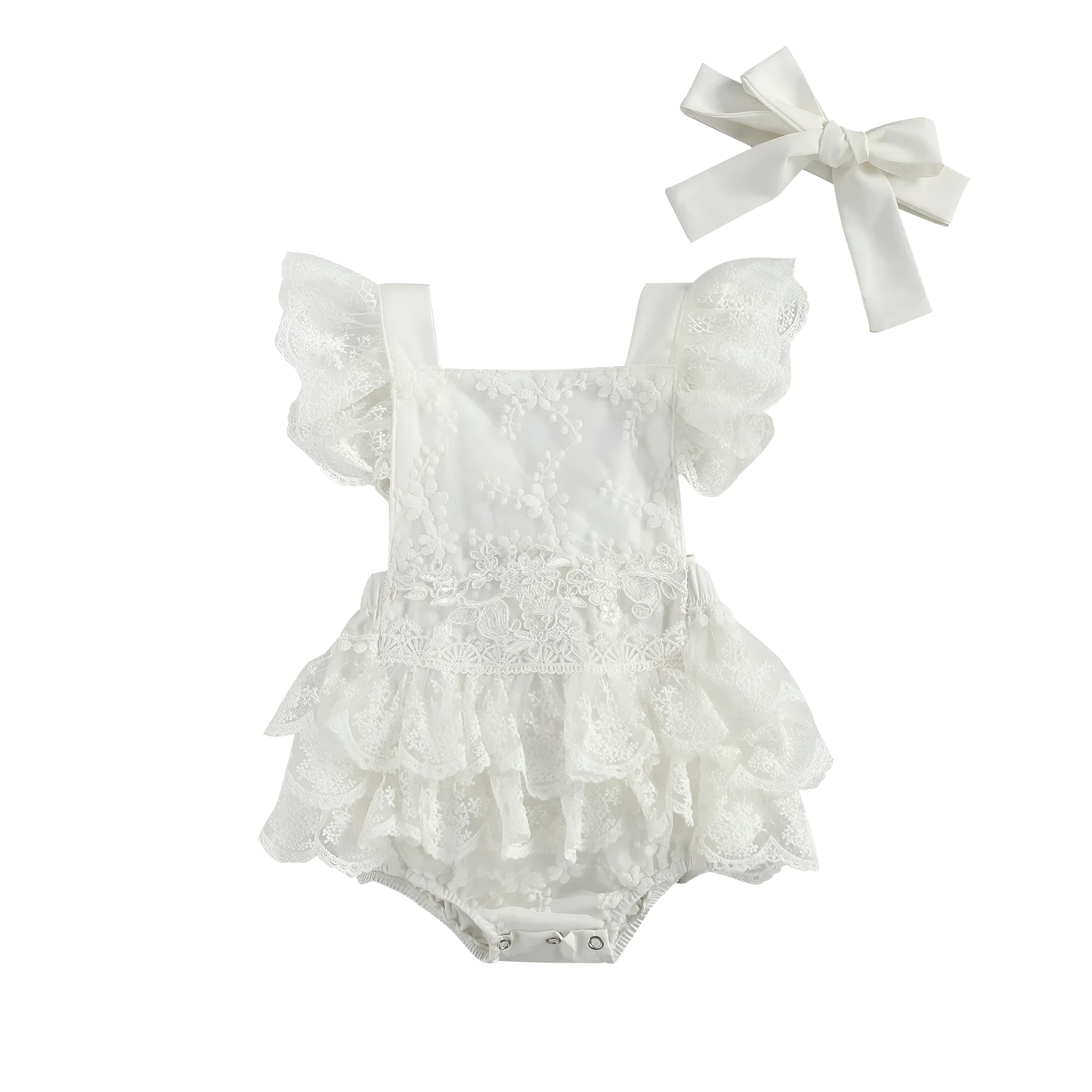 White polyester baby Christmas bodysuit for unisex children aged 3 to 24 months.