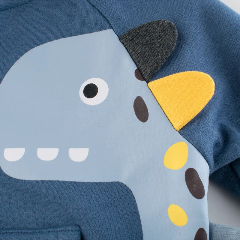 Army Blue children's fleece jacket with front zipper, shown in size for boy aged 1-9 years