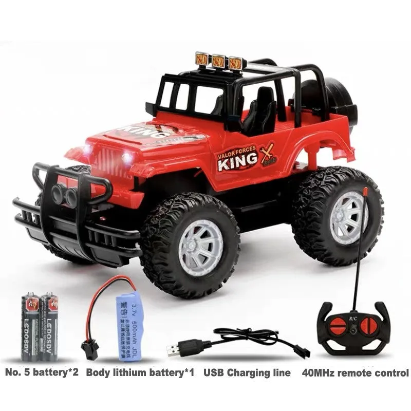 Blue or red USB rechargeable remote control toy car with 40MHz wireless handle controller for children.
