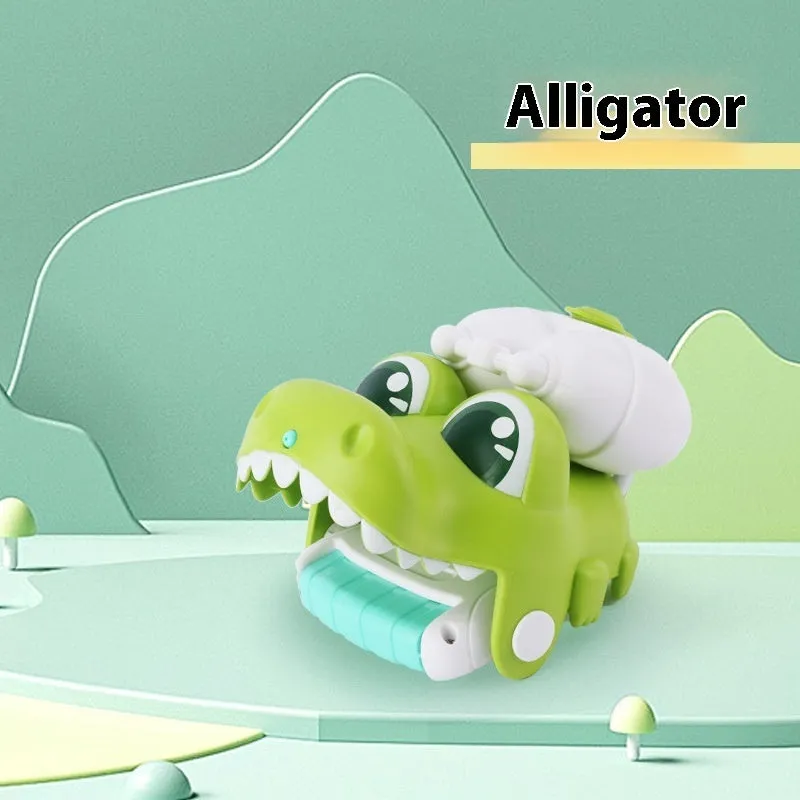 Children's handheld animal water gun toy in clownfish, shark, crocodile or dinosaur design.