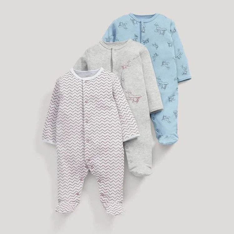 Baby crawling suit onesie in 100% cotton with soft treatment, animal pattern, single-breasted front, suitable for 1-3 year olds