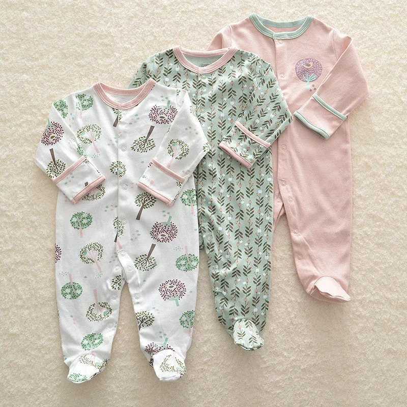Baby crawling suit onesie in 100% cotton with soft treatment, animal pattern, single-breasted front, suitable for 1-3 year olds