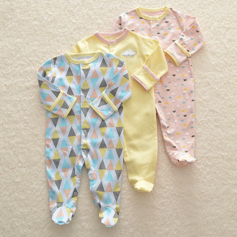 Baby crawling suit onesie in 100% cotton with soft treatment, animal pattern, single-breasted front, suitable for 1-3 year olds