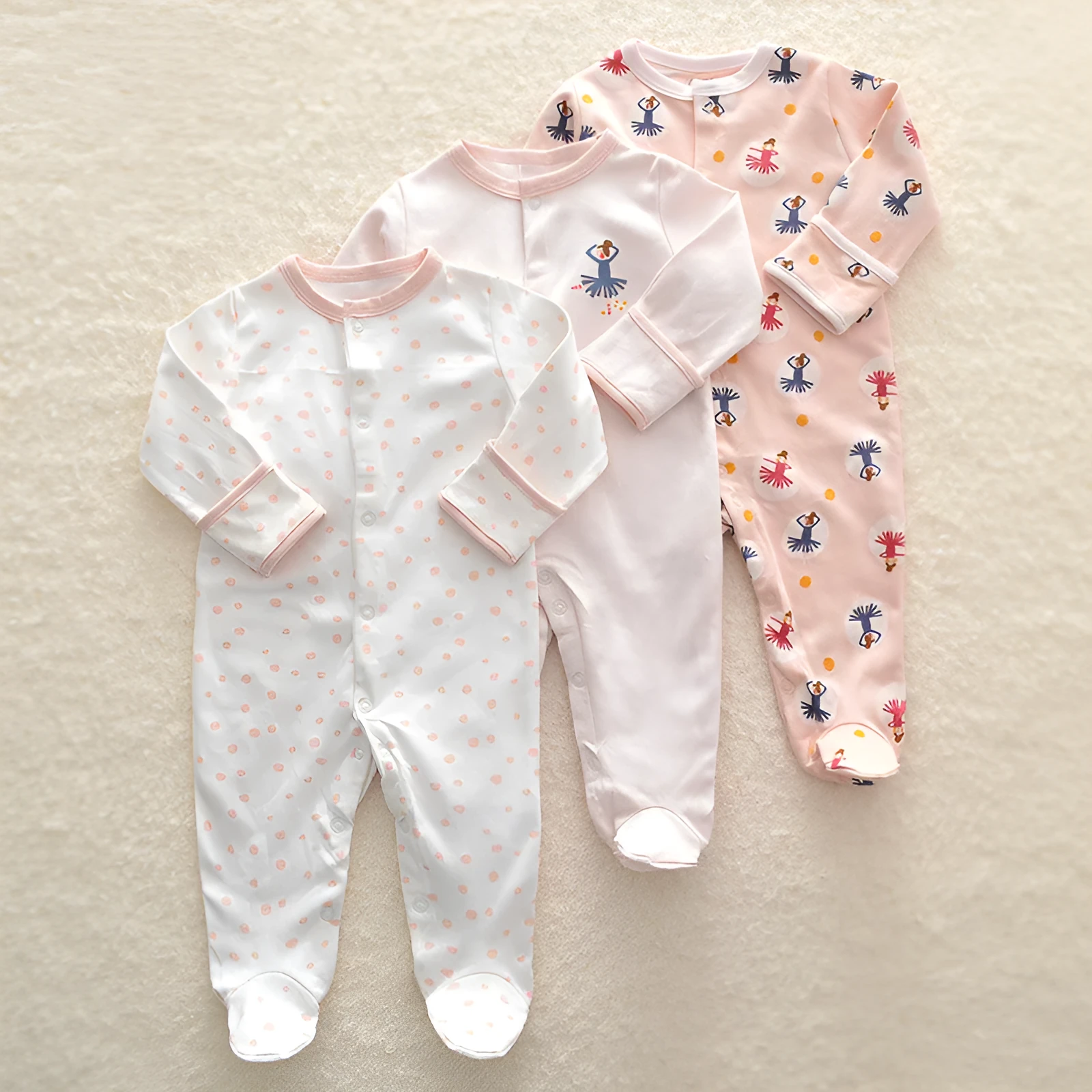 Baby crawling suit onesie in 100% cotton with soft treatment, animal pattern, single-breasted front, suitable for 1-3 year olds