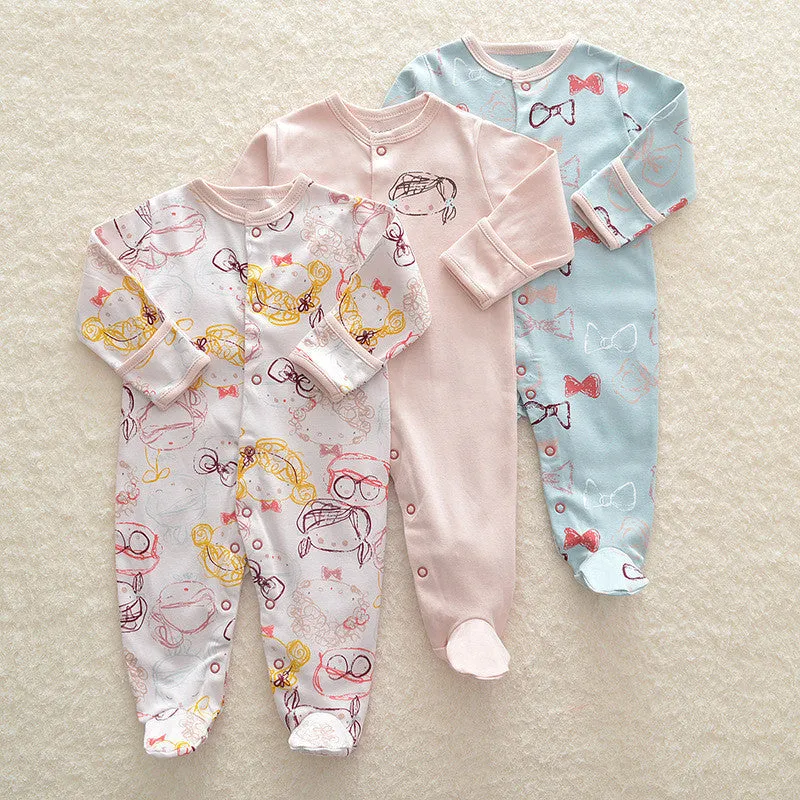 Baby crawling suit onesie in 100% cotton with soft treatment, animal pattern, single-breasted front, suitable for 1-3 year olds