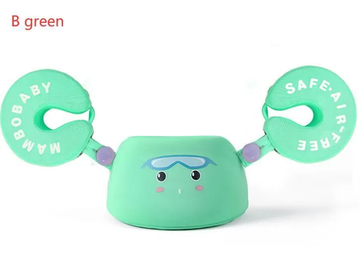 Children's foam swimming ring with 3D space layer fabric cover and PEARL FOAM liner in blue, with style A design, on a white background