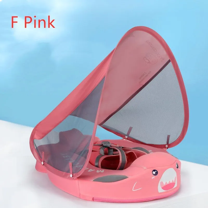 Children's foam swimming ring with 3D space layer fabric cover and PEARL FOAM liner in blue, with style A design, on a white background