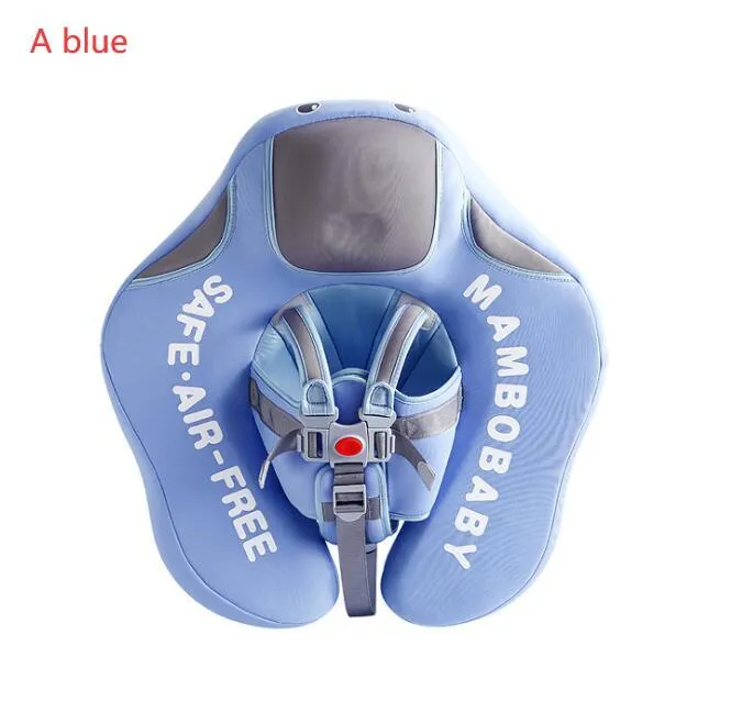Children's foam swimming ring with 3D space layer fabric cover and PEARL FOAM liner in blue, with style A design, on a white background