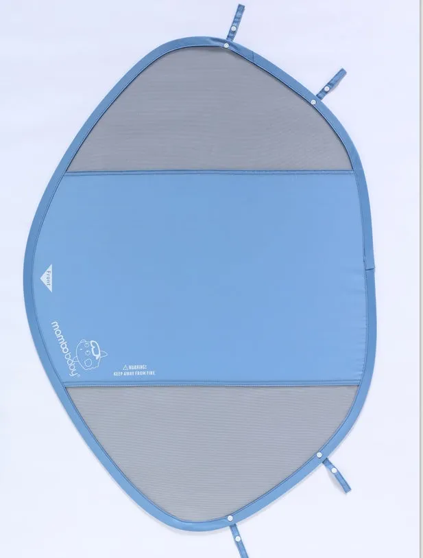 Children's foam swimming ring with 3D space layer fabric cover and PEARL FOAM liner in blue, with style A design, on a white background