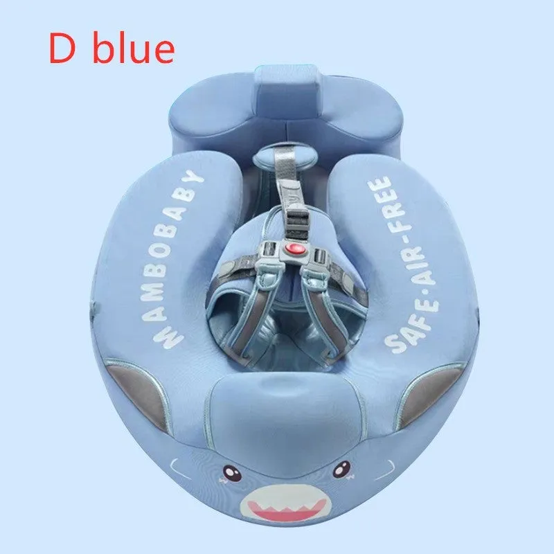 Children's foam swimming ring with 3D space layer fabric cover and PEARL FOAM liner in blue, with style A design, on a white background