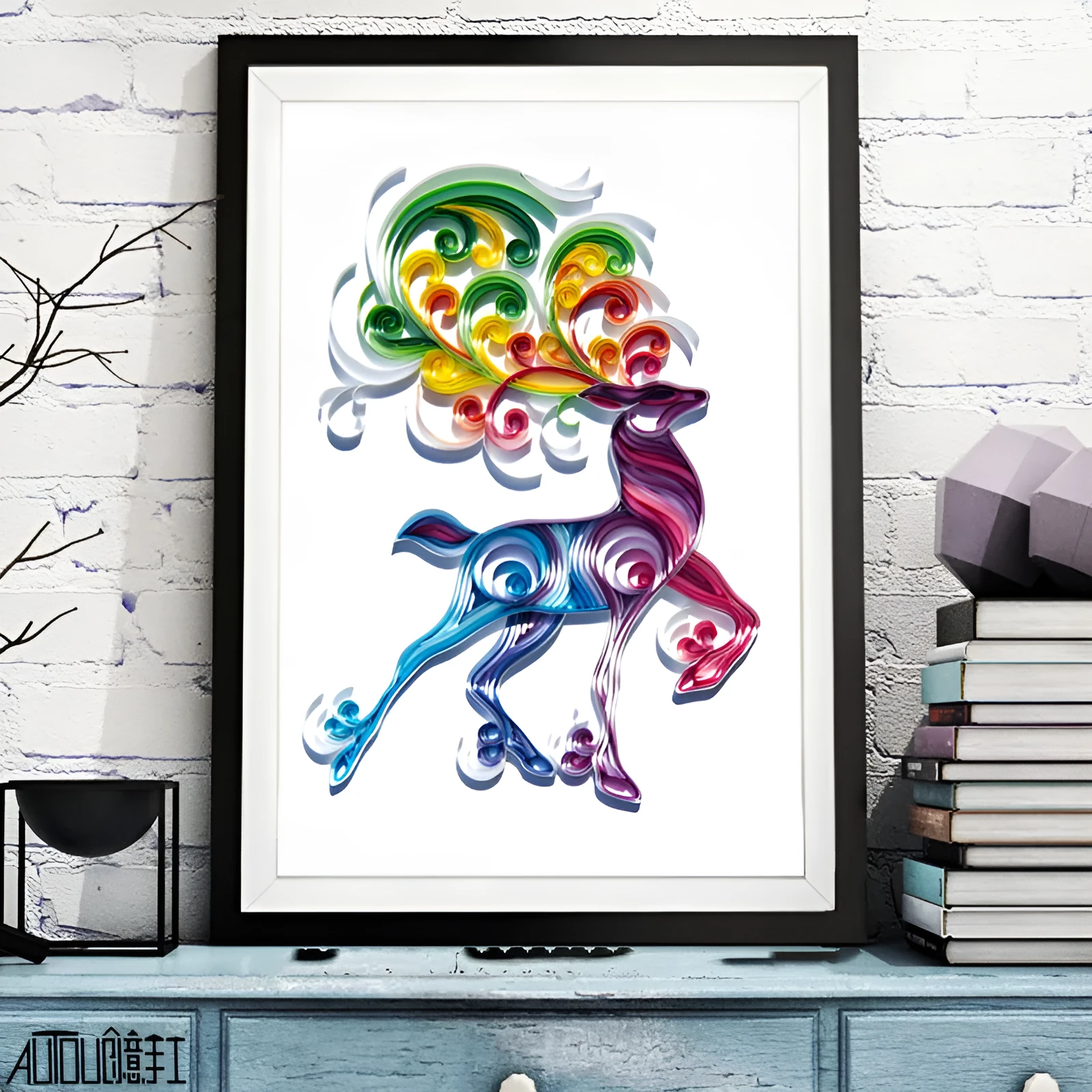 Quilted paper illustration kit with 40cm×50cm paper, awl, tweezers, glue, scissors, and manuscript