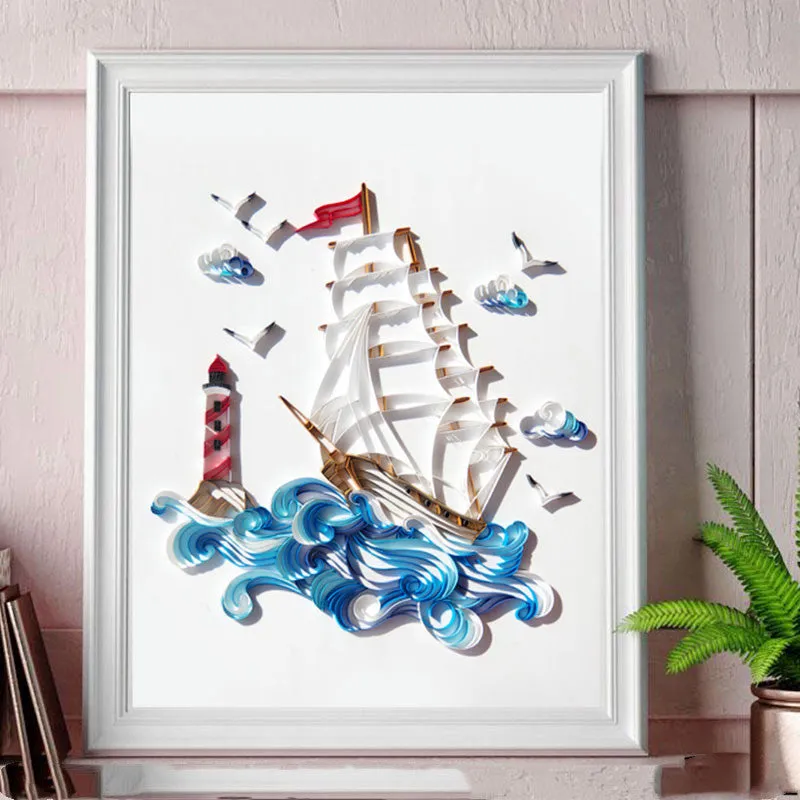 Quilted paper illustration kit with 40cm×50cm paper, awl, tweezers, glue, scissors, and manuscript