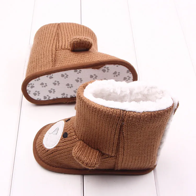 Gray and brown toddler shoes with cotton upper and Velcro fastening