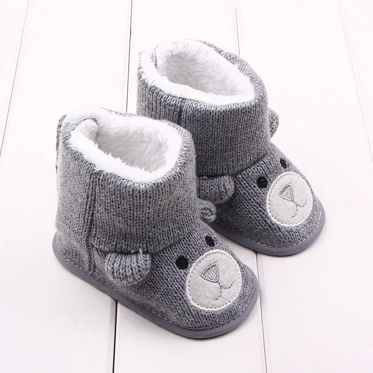 Gray and brown toddler shoes with cotton upper and Velcro fastening
