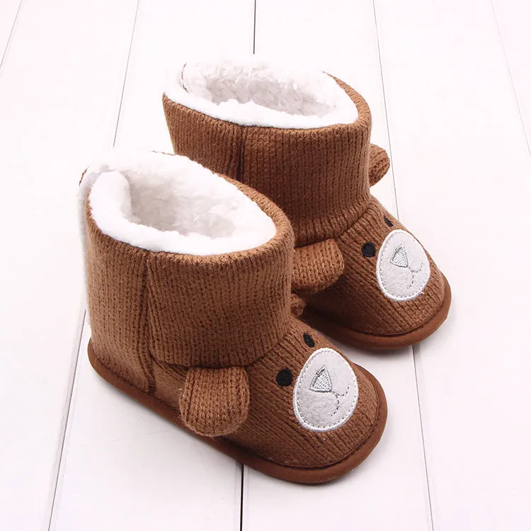 Gray and brown toddler shoes with cotton upper and Velcro fastening