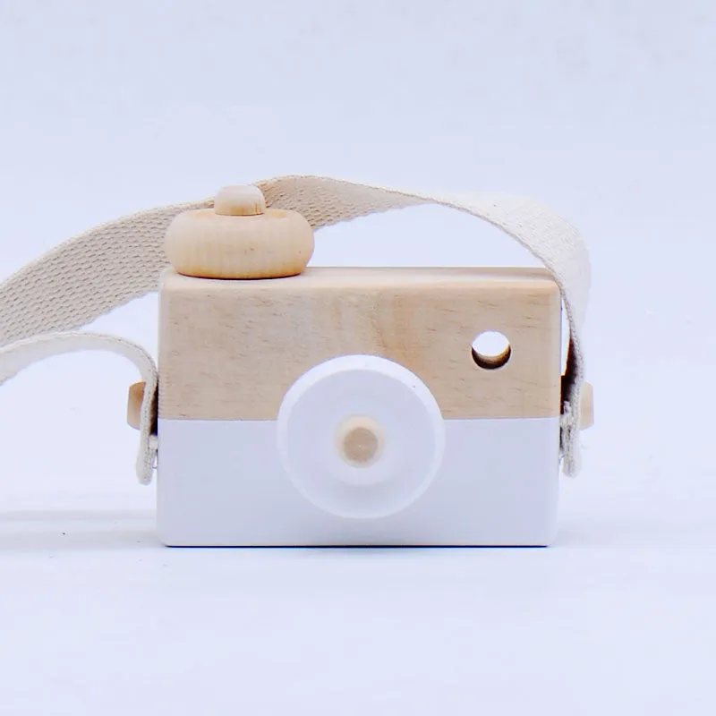Wooden camera toy for kids in seven colours, unisex design, pivotable round part