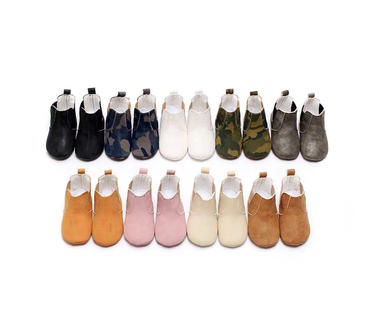 Baby shoes elastic PU soft toddler shoes middle tube beige unisex 0-24 months