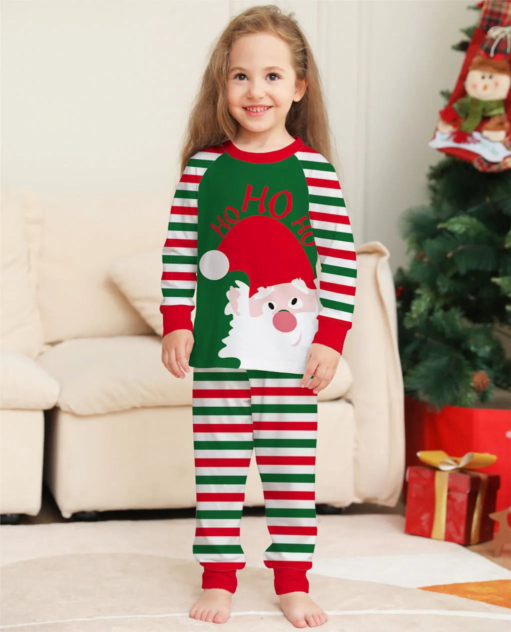 Family Christmas pyjama set in red stripe pattern with cotton long sleeves, available in sizes from baby to adult and dog