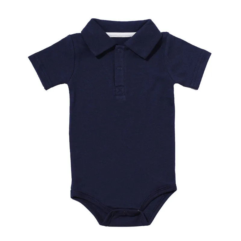 Cotton lapel baby onesie short sleeve concealed button closure 11 colours