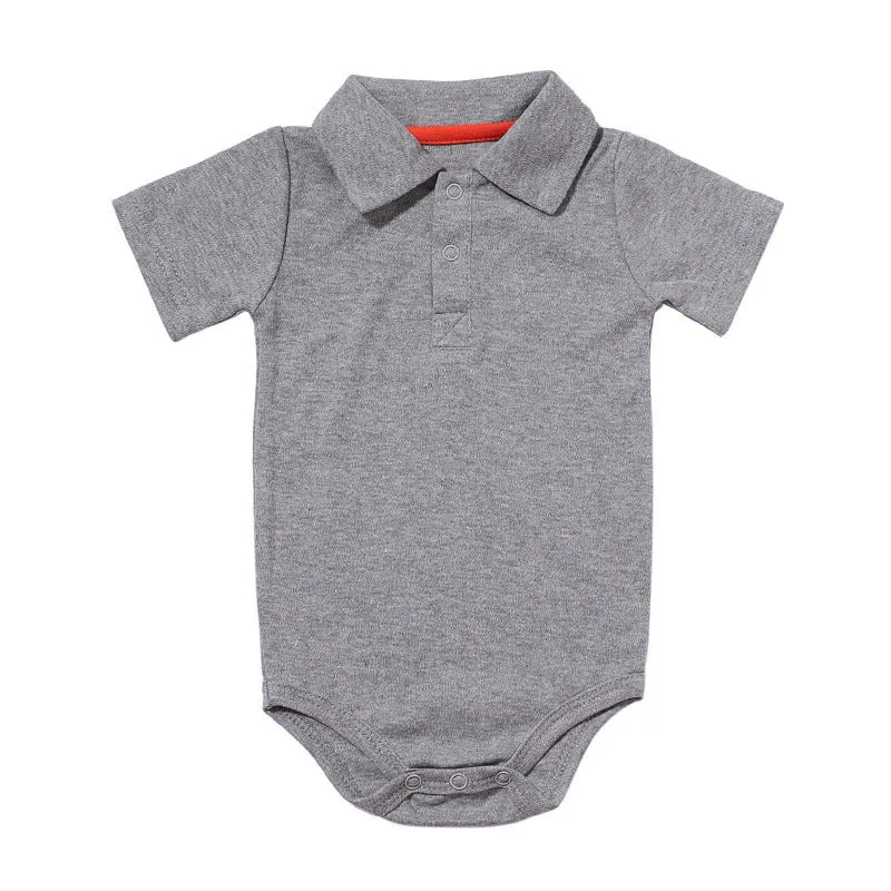 Cotton lapel baby onesie short sleeve concealed button closure 11 colours
