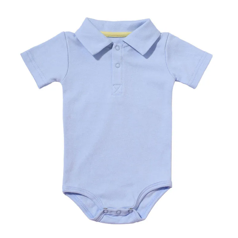 Cotton lapel baby onesie short sleeve concealed button closure 11 colours