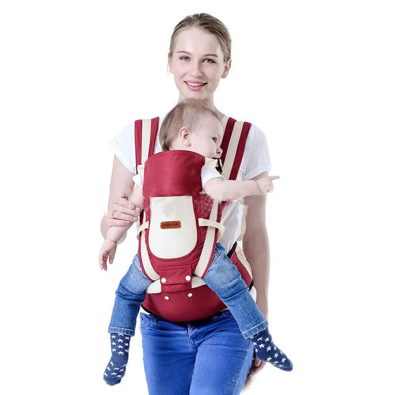 Baby carrier waist stool in pink for toddlers 3 to 36 months, compact 25x25x18cm