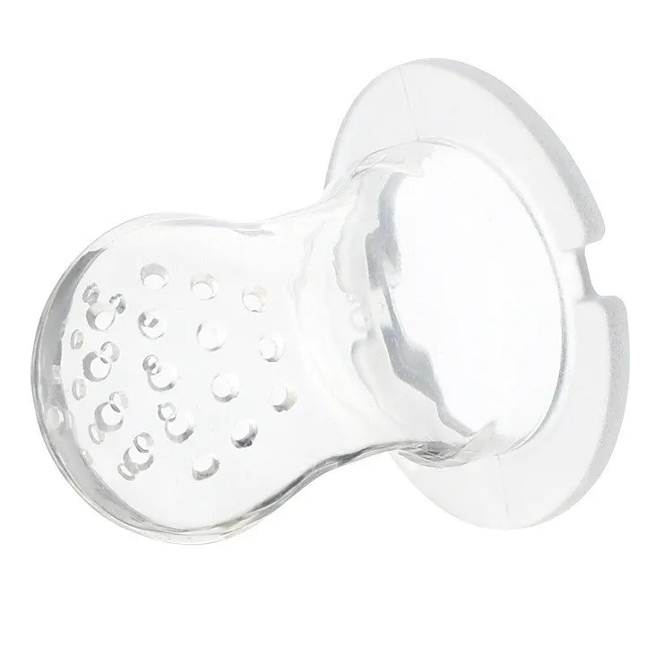 New baby silicone pacifier encapsulated food feeder in size M with blue silicone nipple