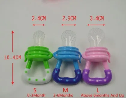 New baby silicone pacifier encapsulated food feeder in size M with blue silicone nipple