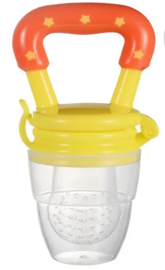 New baby silicone pacifier encapsulated food feeder in size M with blue silicone nipple