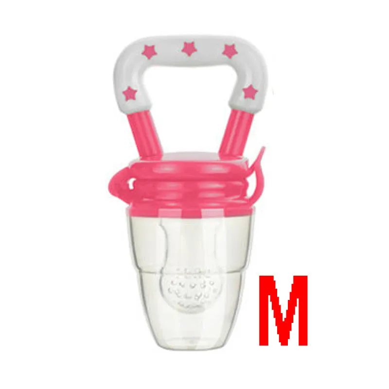 New baby silicone pacifier encapsulated food feeder in size M with blue silicone nipple