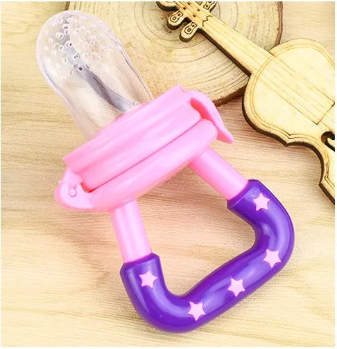 New baby silicone pacifier encapsulated food feeder in size M with blue silicone nipple