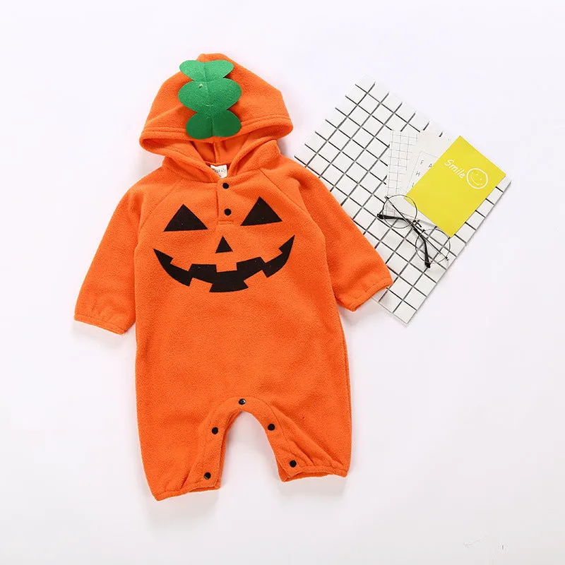 Baby Halloween clothes orange cotton long sleeve pullover, 95% cotton, non-hooded, size 80cm