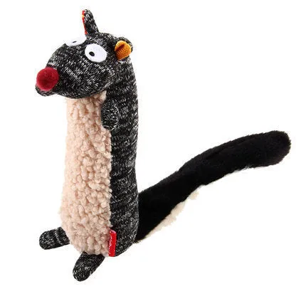 Pet relaxing plush sounding toy in sponge raccoon colour, soft plush fabric with squeaker inside.