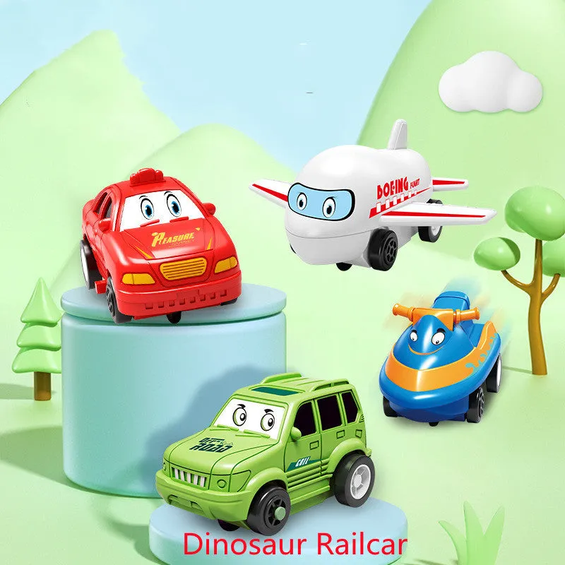 Children puzzle electric railroad speeder DIY assembly track set with automatic car and plastic pieces in multiple themes