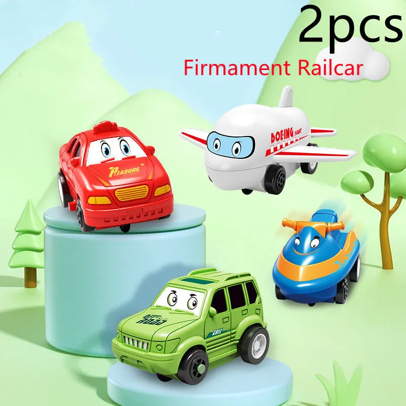 Children puzzle electric railroad speeder DIY assembly track set with automatic car and plastic pieces in multiple themes
