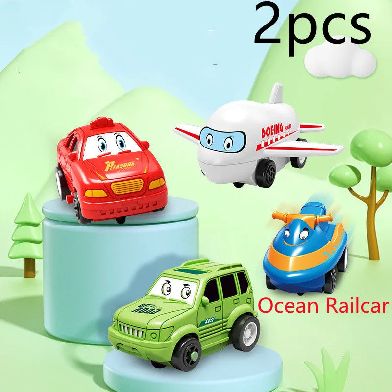 Children puzzle electric railroad speeder DIY assembly track set with automatic car and plastic pieces in multiple themes