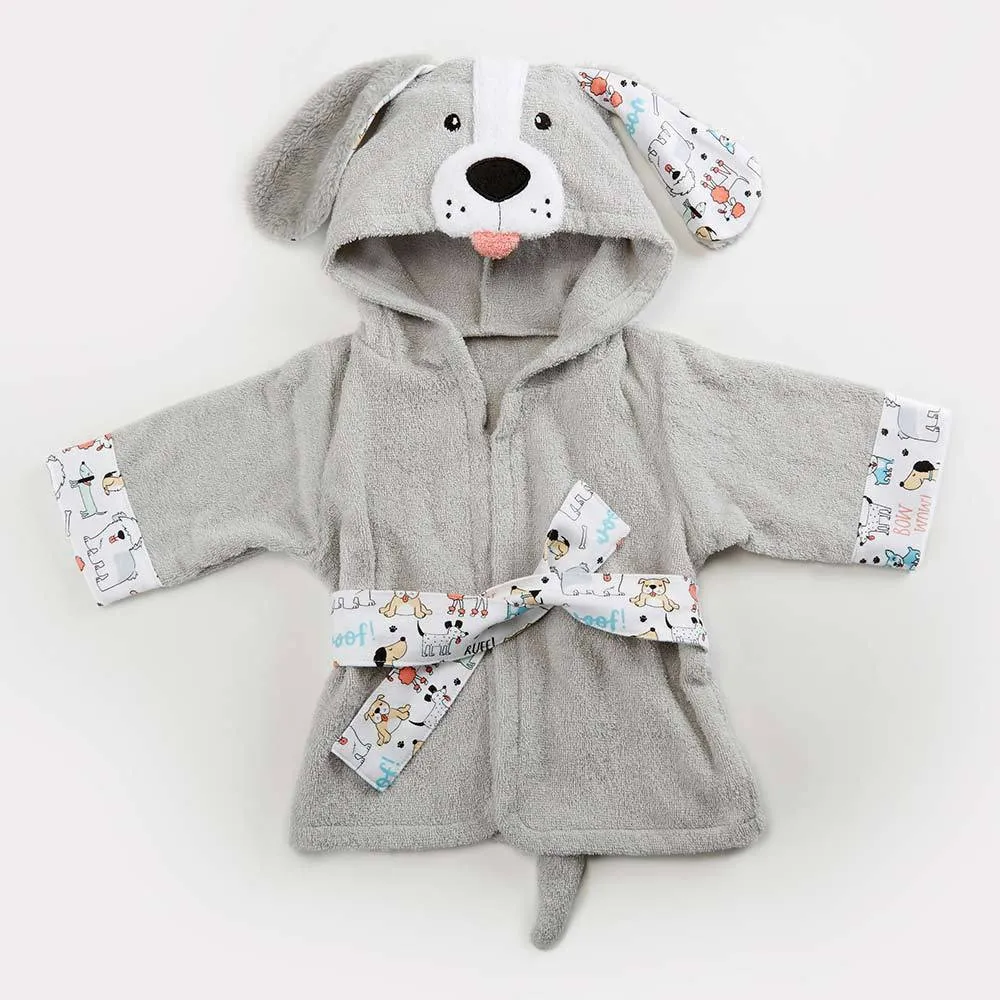 Children's hooded absorbent cotton bathrobe with animal shape, cartoon design, in fox pattern