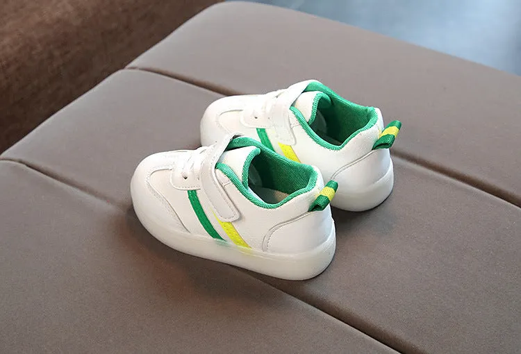 Kimmy White LED sneakers for children in black with artificial PU upper and rubber sole