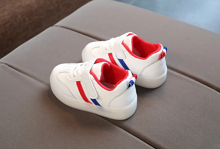 Kimmy White LED sneakers for children in black with artificial PU upper and rubber sole