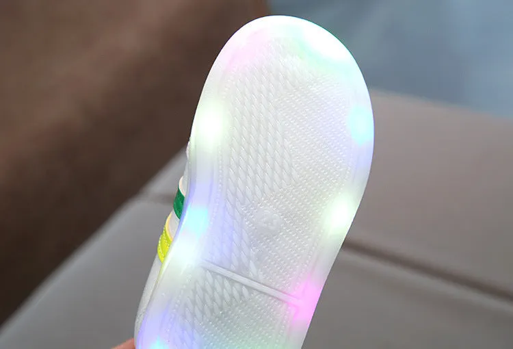 Kimmy White LED sneakers for children in black with artificial PU upper and rubber sole