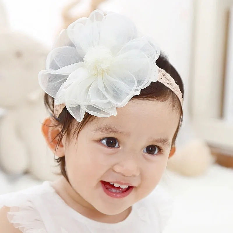Set of fabric baby hair accessories including plaid headbands and hair bands in beige, gray, and pink