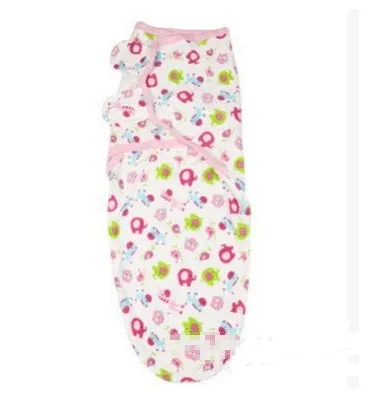 Cotton baby anti-startle swaddle wrap in blue with cartoon print, size 62x28 cm