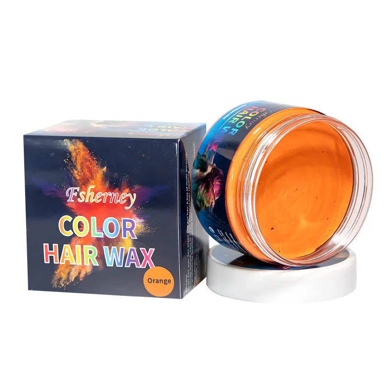 120g tub of strong hold hair styling clay shown in one of nine colour options.