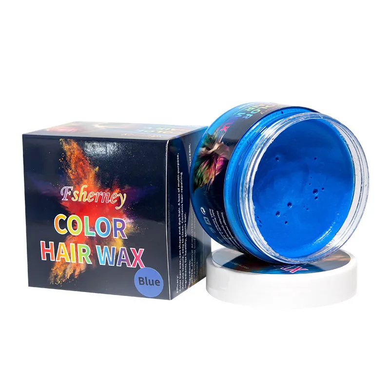 120g tub of strong hold hair styling clay shown in one of nine colour options.