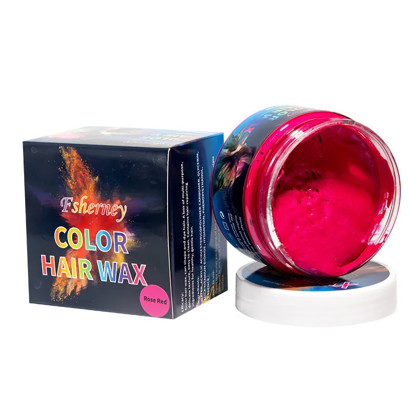 120g tub of strong hold hair styling clay shown in one of nine colour options.