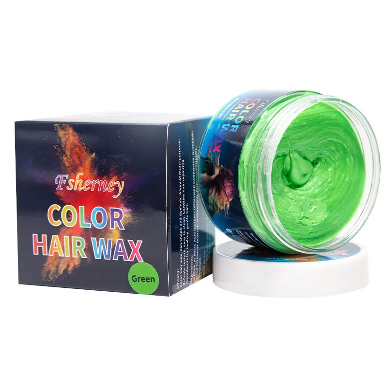 120g tub of strong hold hair styling clay shown in one of nine colour options.
