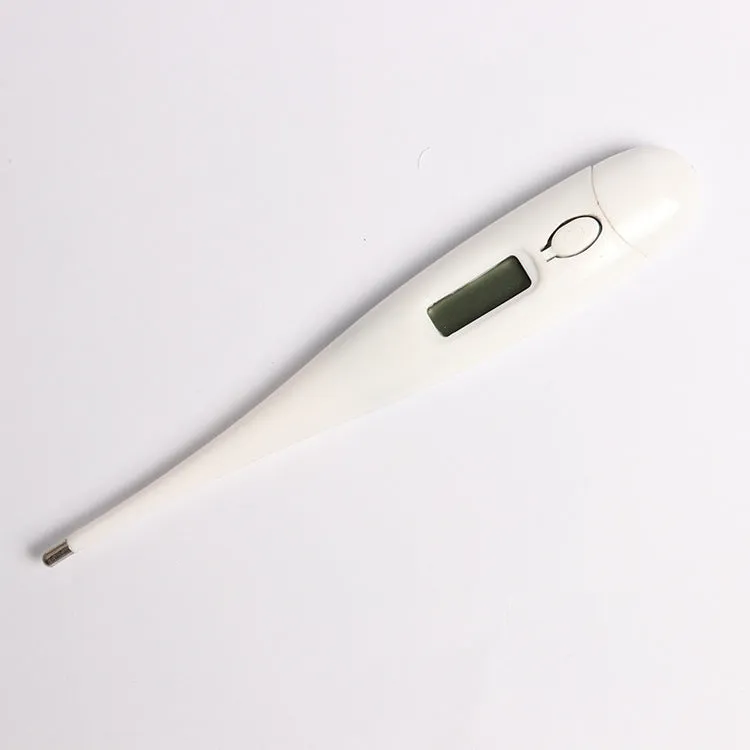 White electronic thermometer 12.5 x 2 cm made from PP plastic for oral underarm or rectal temperature measurement