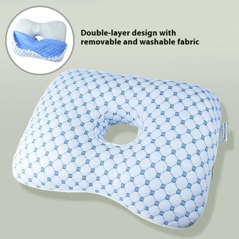 Beauty salon single hole ear pillow in Boer Grey colour on a treatment bed.